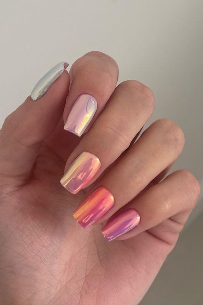 Idées d’ongles de vacances – Chrome Pink Ombre